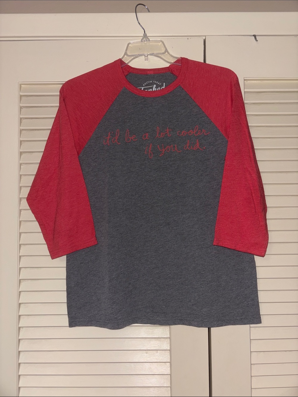 Tanked Austin Raglan Tee in Gray & Red